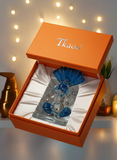 Blue Glass Lord Ganpati Idol